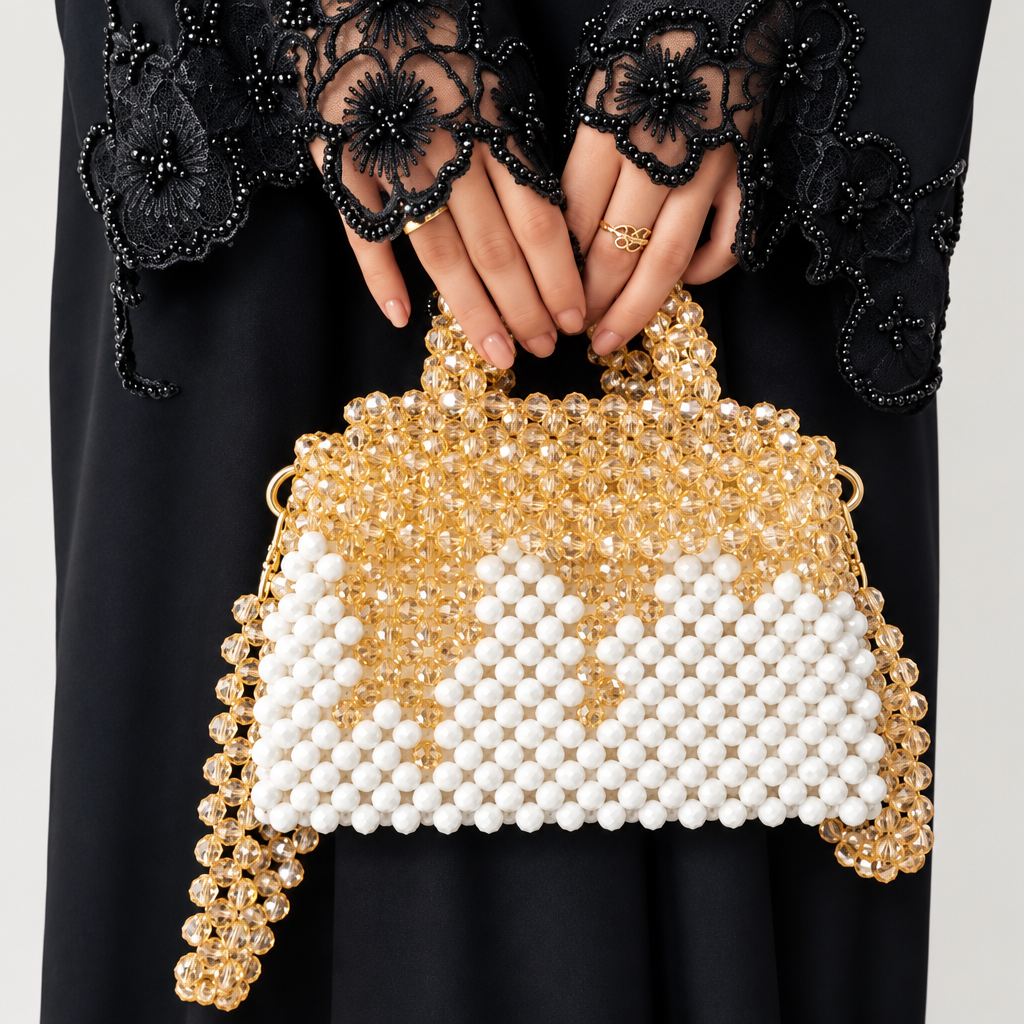 Champagne Bloom Bag held in both hands