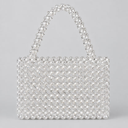 Crystal Mist Bag, clear crystal beads in a rectangular shape, front view