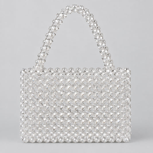 Crystal Mist Bag, clear crystal beads in a rectangular shape, front view